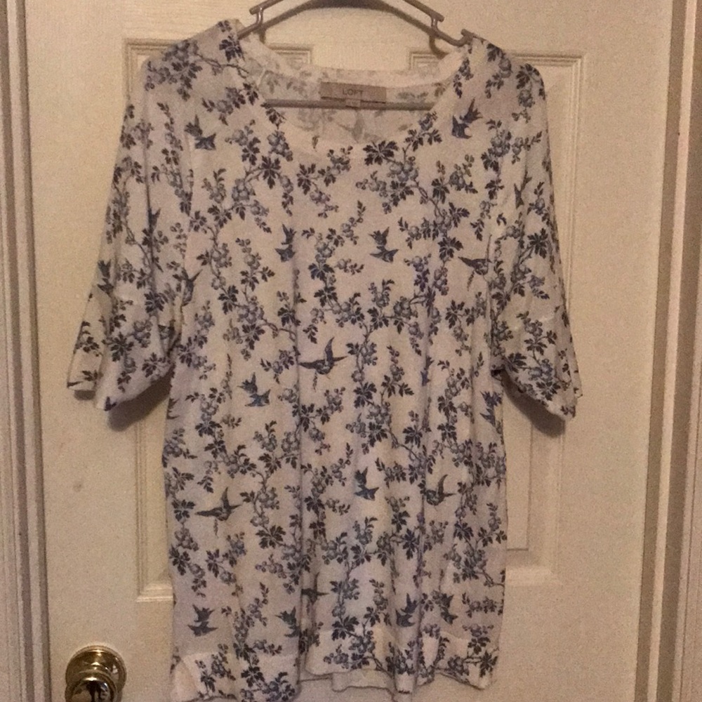 Blue and white Loft sweater top